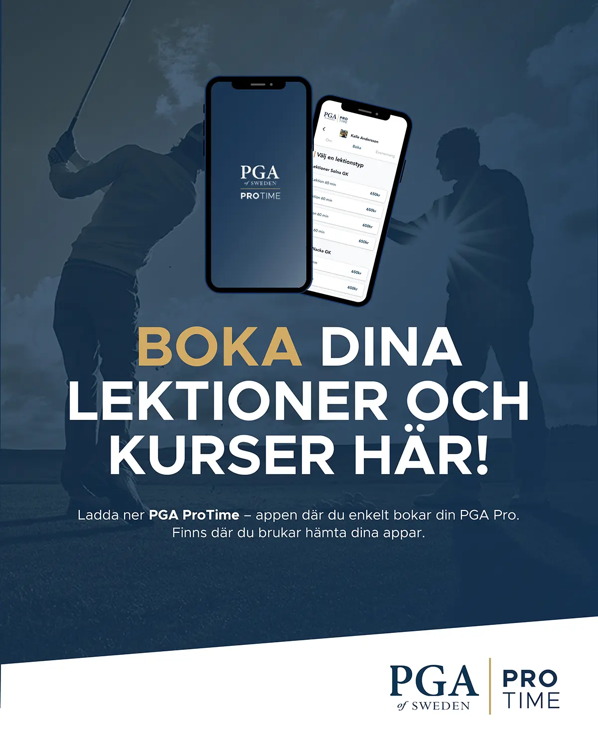 Boka dina lektioner och kurser via PGA ProTime