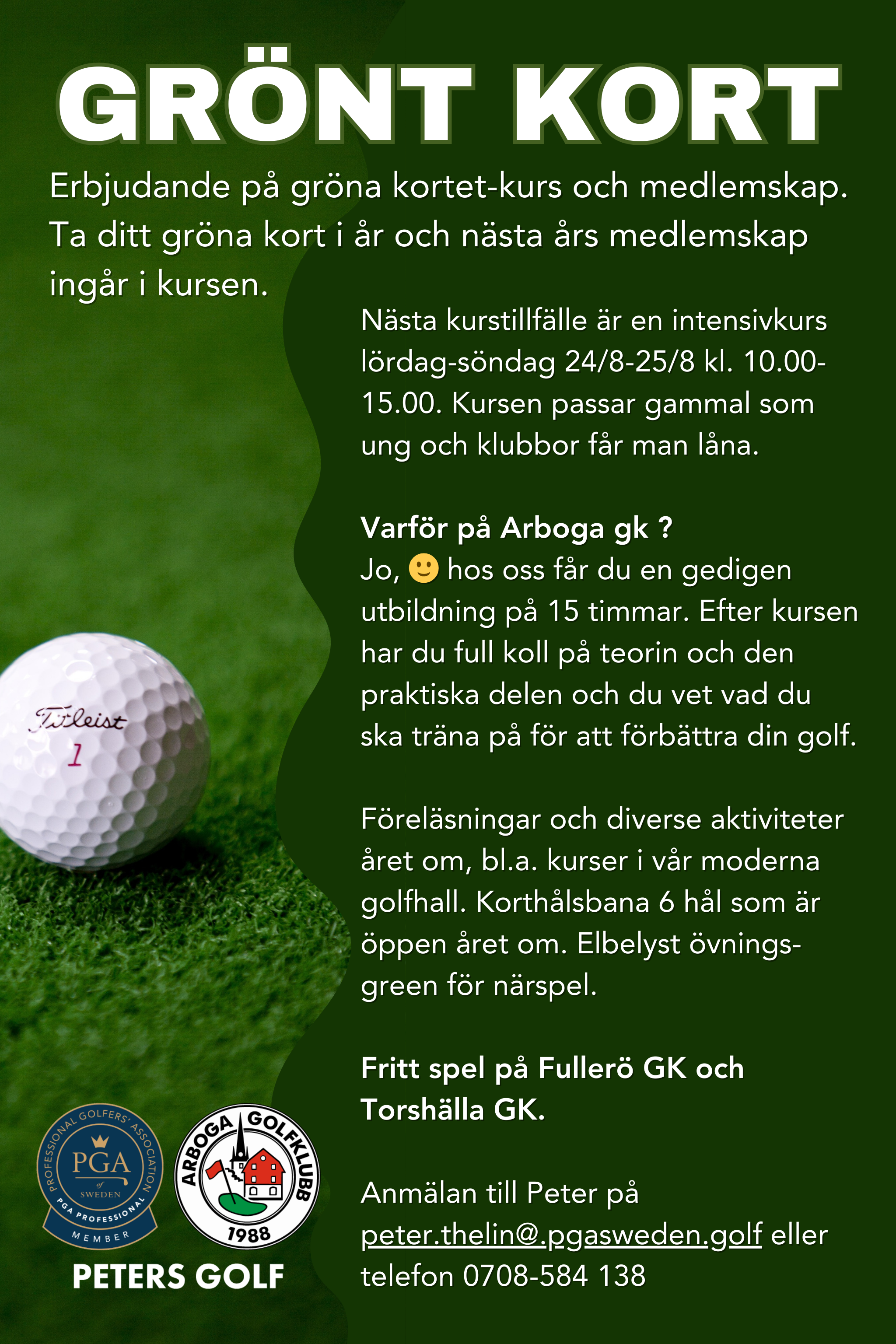 Grönt kort och medlemsskap Arboga GK - Peters Golf